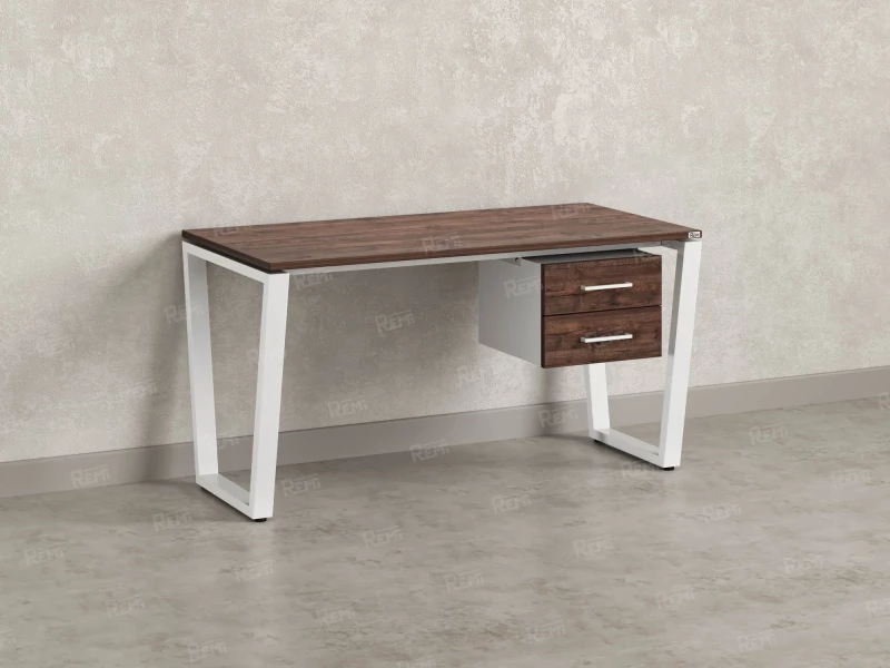 Стол прямой с подвесной тумбой 2 ящика, U-опора 1600x800x750 RM035-16x8 Дуб Апрельский шоколад/Белый