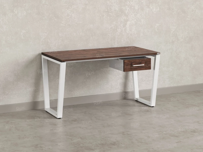 Стол прямой с подвесной тумбой, U-опора 2000x700x750 RM034-20x7 Дуб Апрельский шоколад/Белый