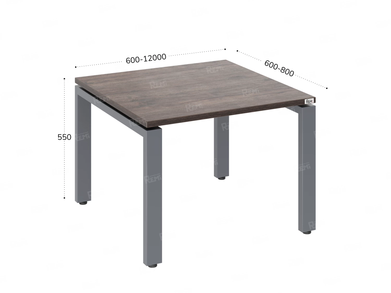 Журнальный стол с полкой 800x800x550 RM183-8x8 Дуб Апрельский шоколад/Серый