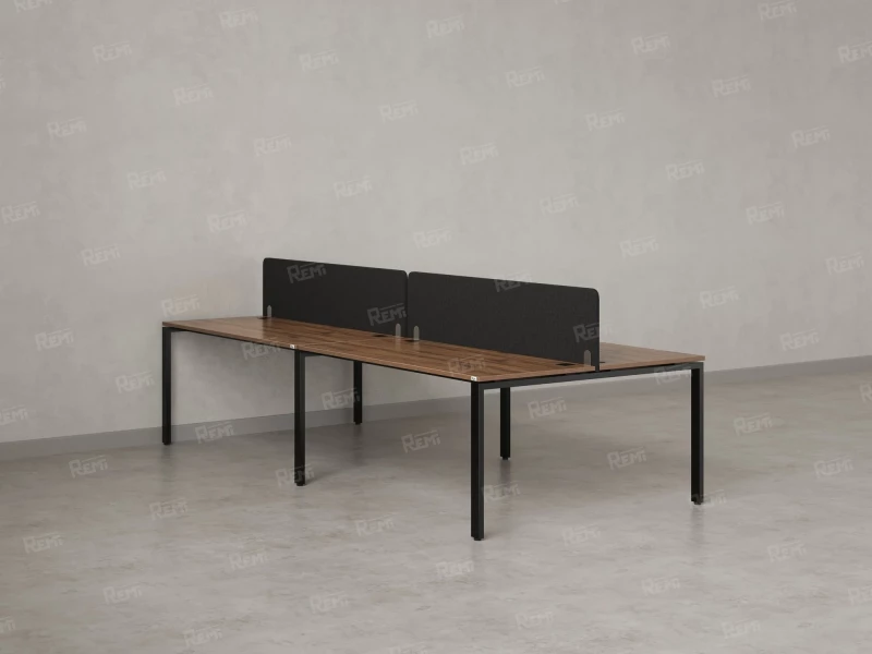 Бенч-система, 4 рабочих места, на П-образных опорах, 2 тканевых экранов 3600x1200x750 RM166-3-18x12 Дуб Юстус/Черный