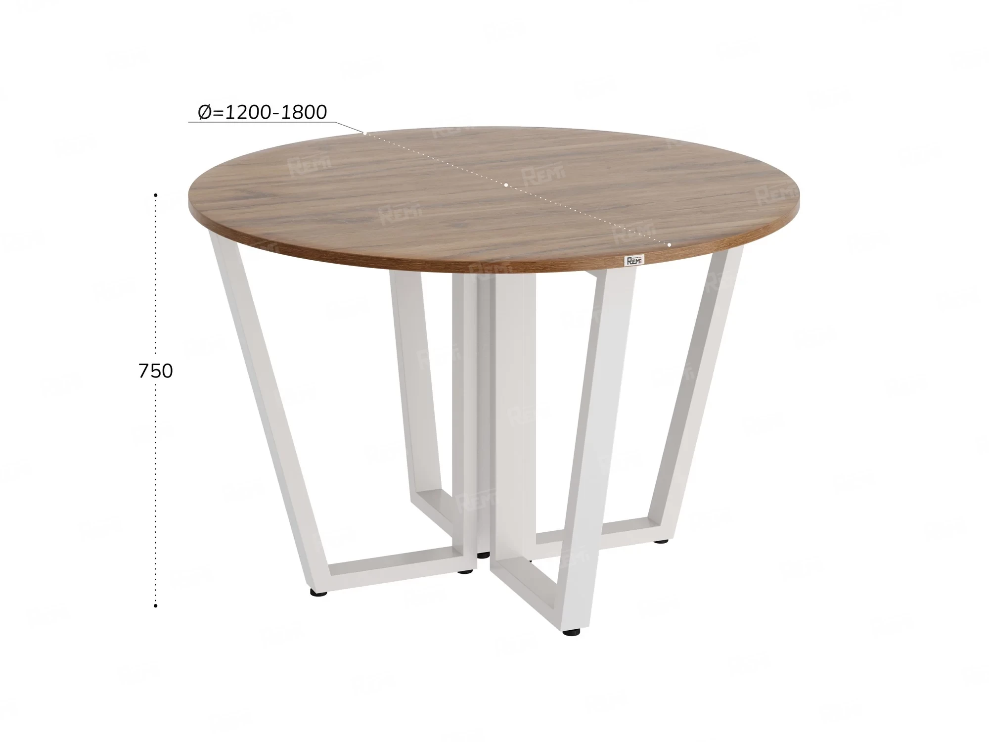 Круглый стол на U-образных опорах 1500x1500x750 RM188-15x15 Дуб Юстус/Белый