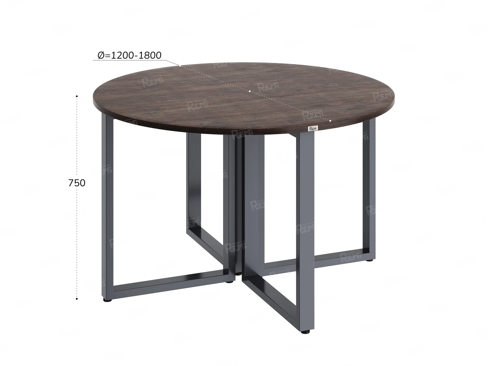 Круглый стол на О-образных опорах 1400x1400x750 RM187-14x14 Дуб Апрельский шоколад/Серый