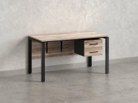 Стол прямой, подвесная тумба, ЛДСП экран, П-опора 2000x600x750 RM031-20x6 Дуб Маувелла/Черный