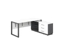 Стол прямой с тумбой R, ЛДСП экран, О-опора 1400x1400x750 RM012R-14x7 Белый/Серый
