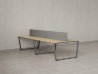 Бенч-система, 4 рабочих места, на U-образных опорах, 2 тканевых экранов 2800x1200x750 RM173-3-14x12 Вяз Швейцарский светлый/Серый