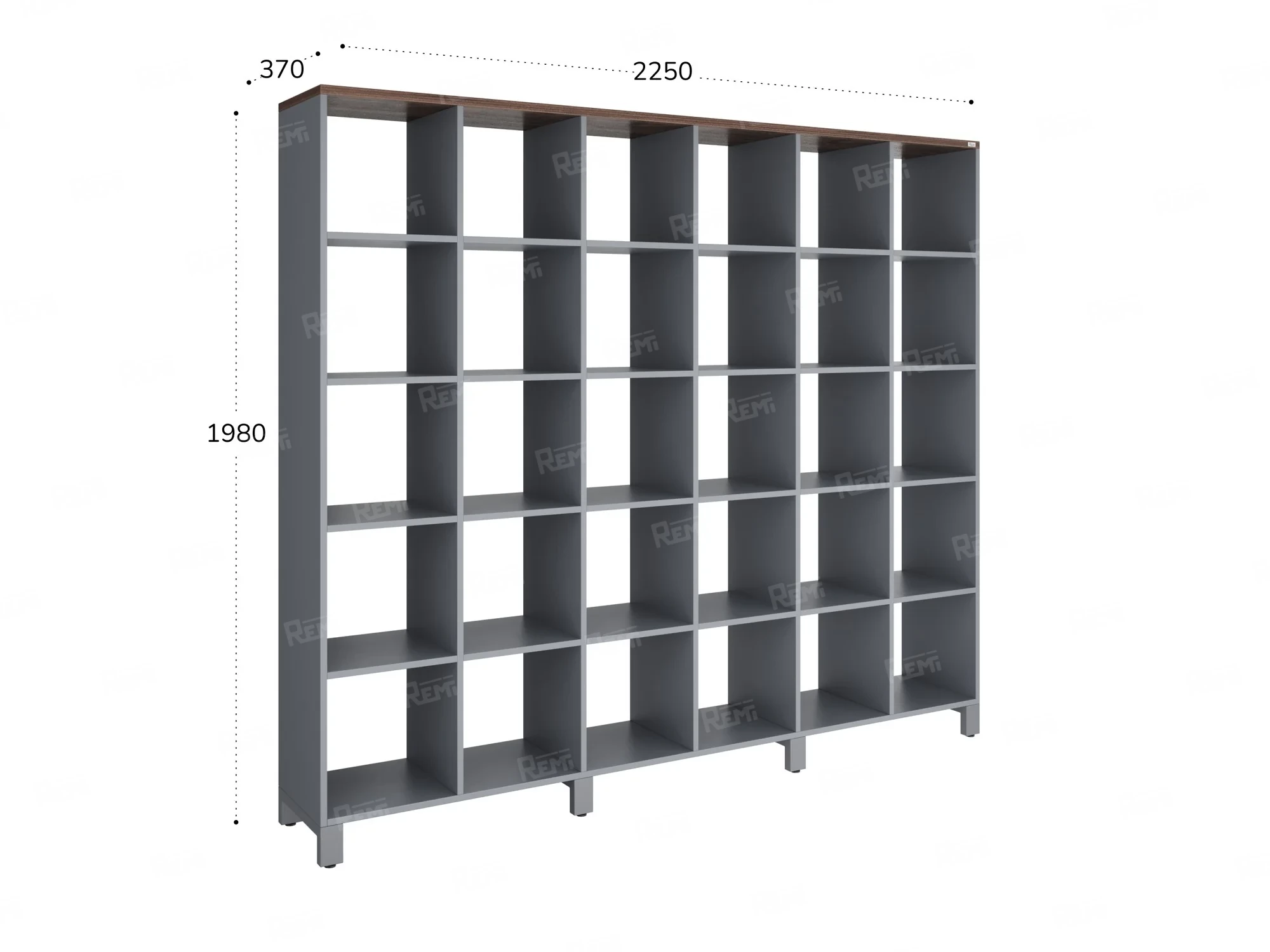 Стеллаж, 30 ячеек 2250х370х1980 RM143-225x37 Дуб Апрельский шоколад/Серый