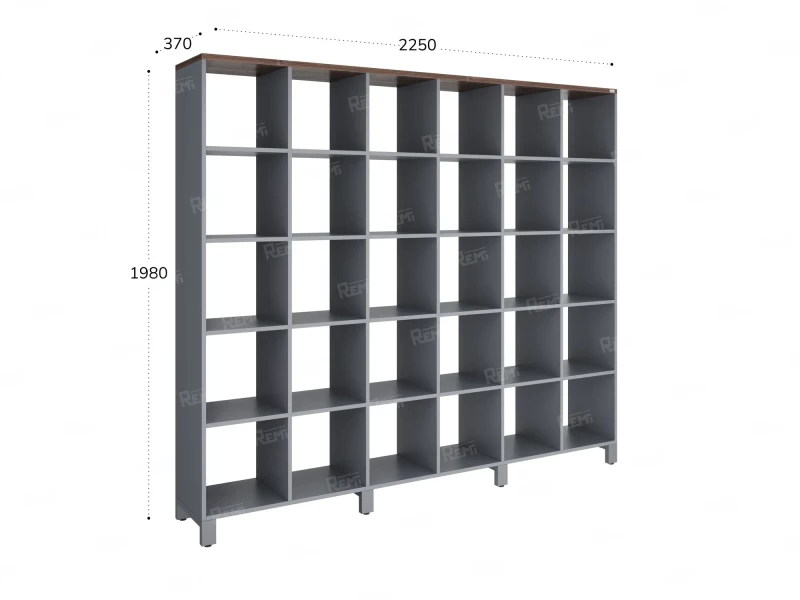 Стеллаж, 30 ячеек 2250х370х1980 RM143-225x37 Дуб Апрельский шоколад/Серый
