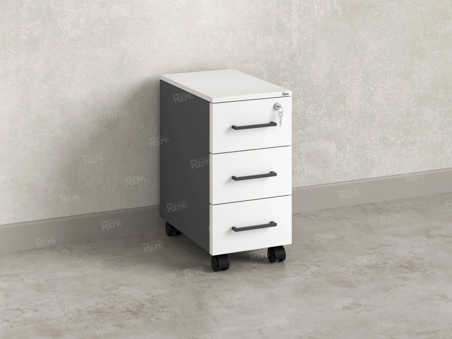 Тумба мобильная,3 ящика 300x500x600 RM123-30x50 Белый/Серый