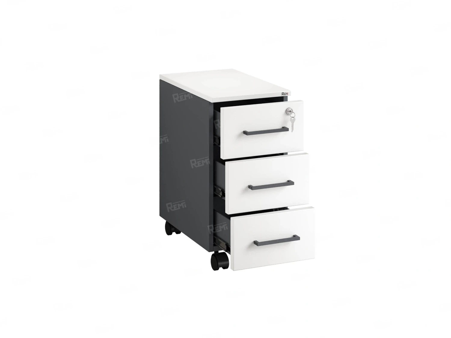 Тумба мобильная,3 ящика 300x500x600 RM123-30x50 Белый/Серый