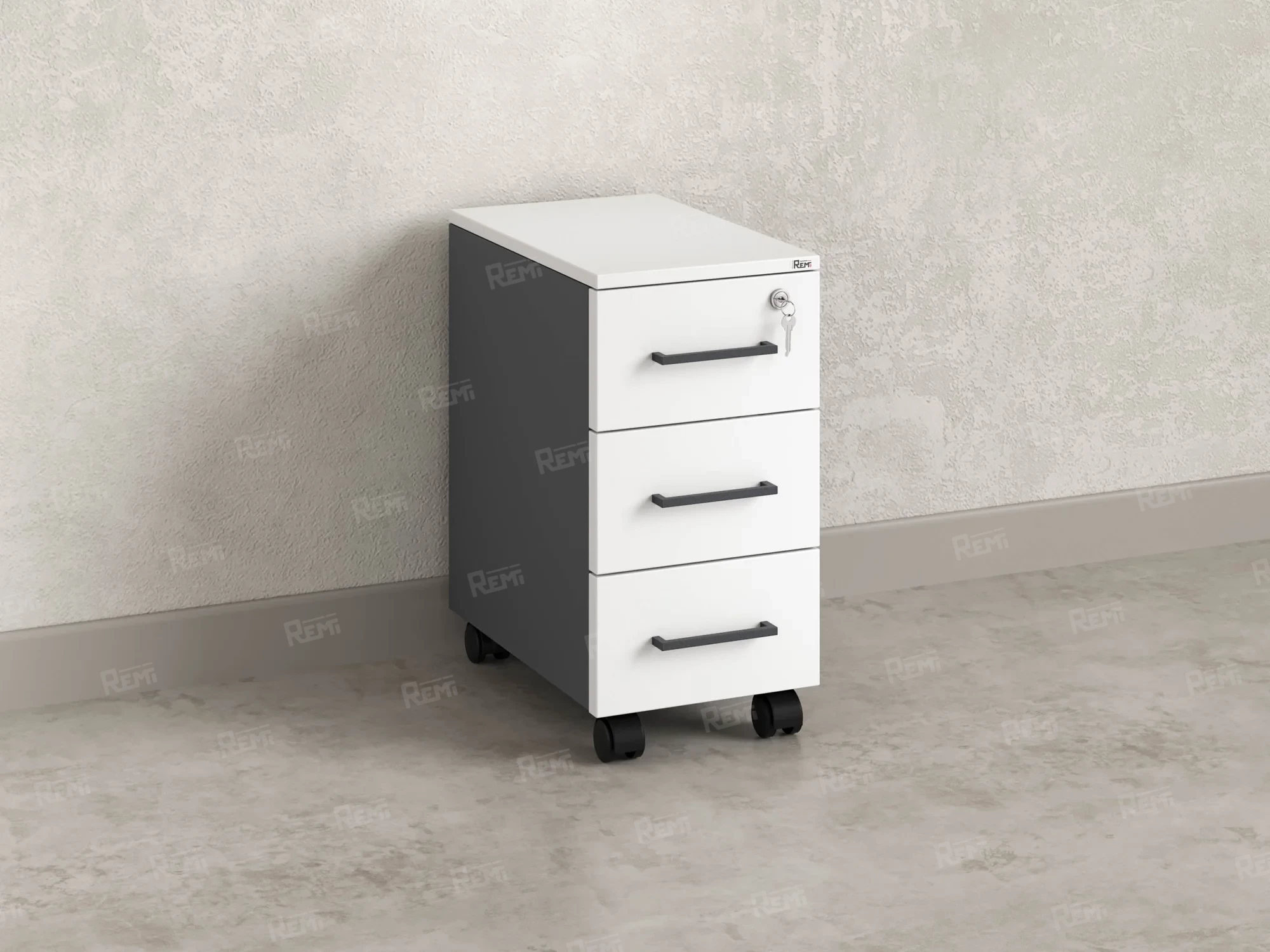 Тумба мобильная,3 ящика 300x500x600 RM123-30x50 Белый/Серый