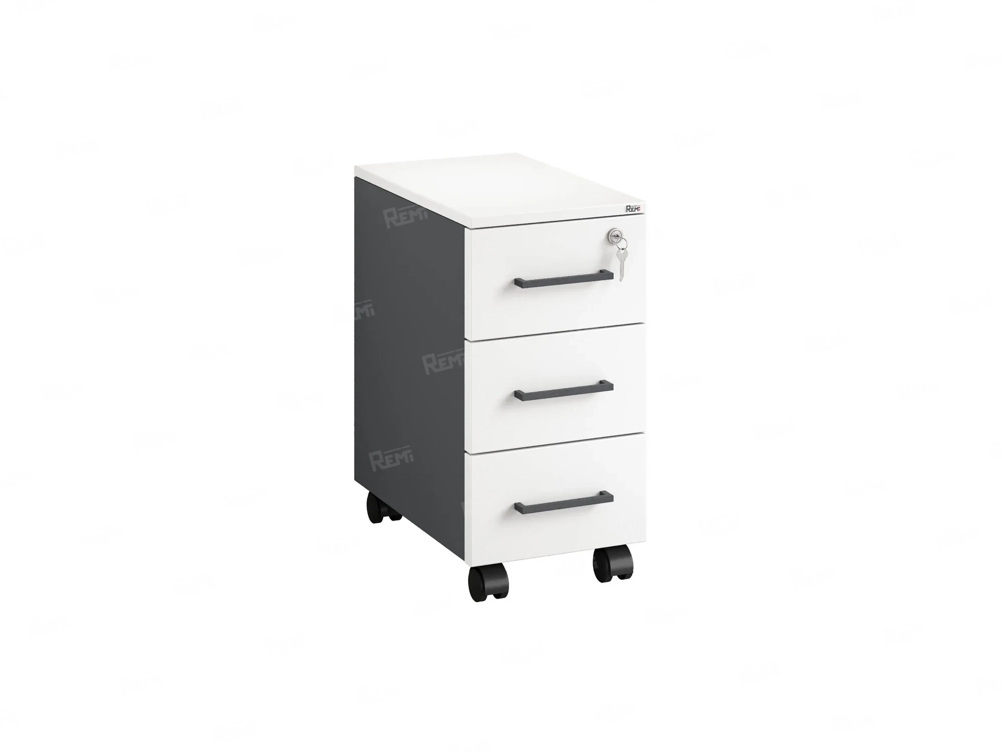 Тумба мобильная,3 ящика 300x500x600 RM123-30x50 Белый/Серый