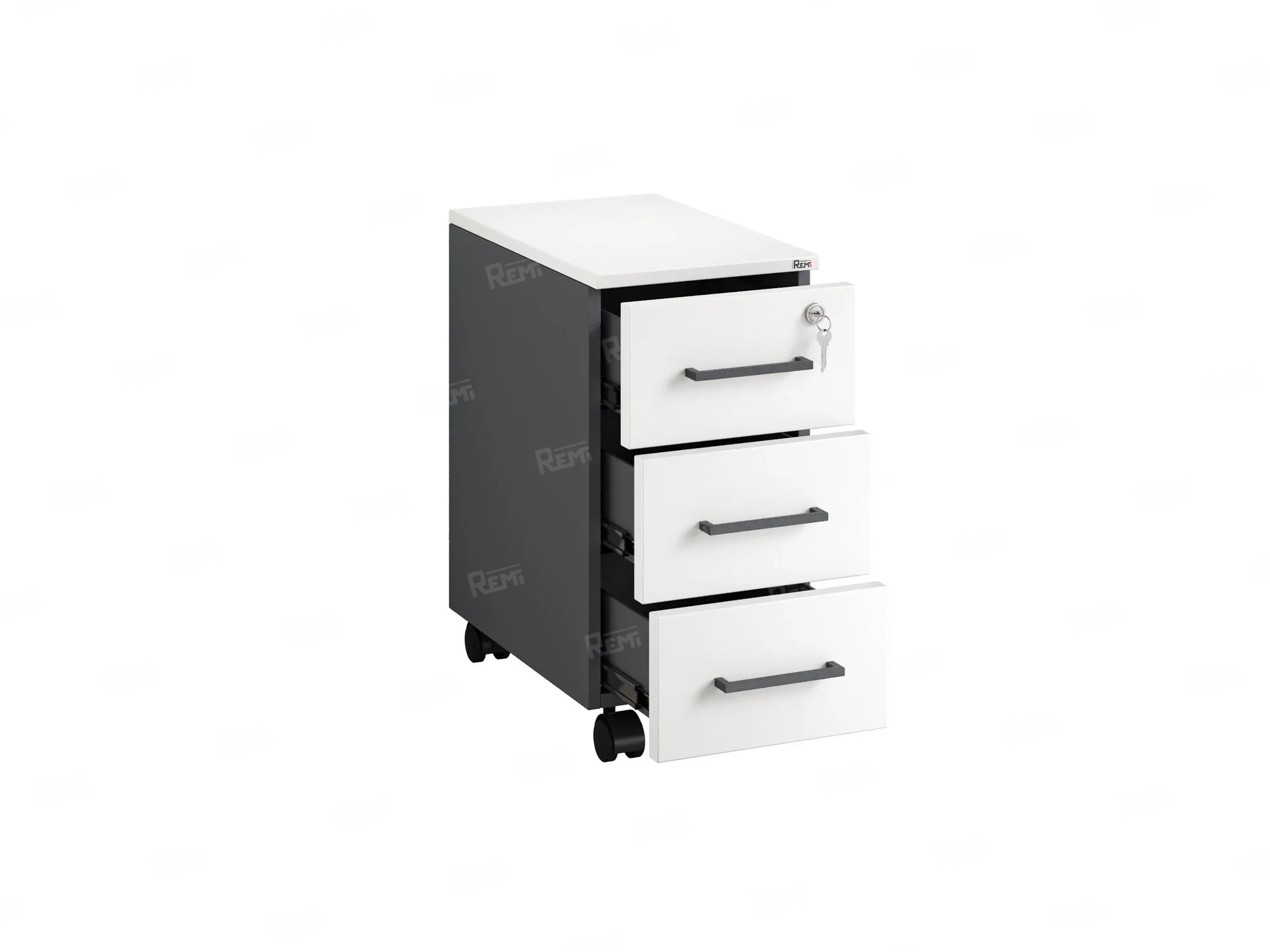 Тумба мобильная,3 ящика 300x500x600 RM123-30x50 Белый/Серый