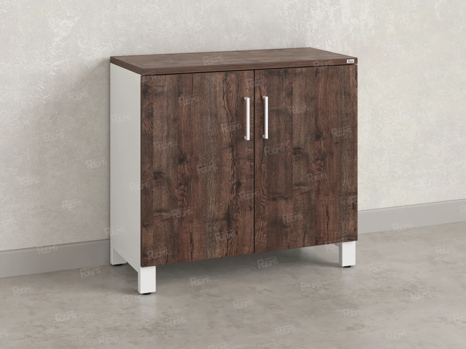 Шкаф низкий распашной, 2 уровня 900x600x850 RM147-90x60 Дуб Апрельский шоколад/Белый