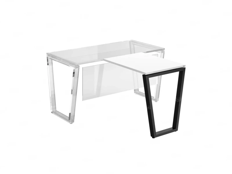 Брифинг прямой, с парящей столешнецей, на U-образном каркасе 800x700x750 RM074-8x7 Белый/Черный