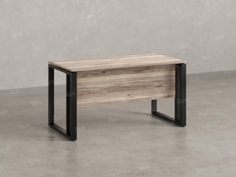 Стол прямой на О-образных опорах с экраном ЛДСП 1800x700x750 RM041-18x7 Дуб Маувелла/Черный