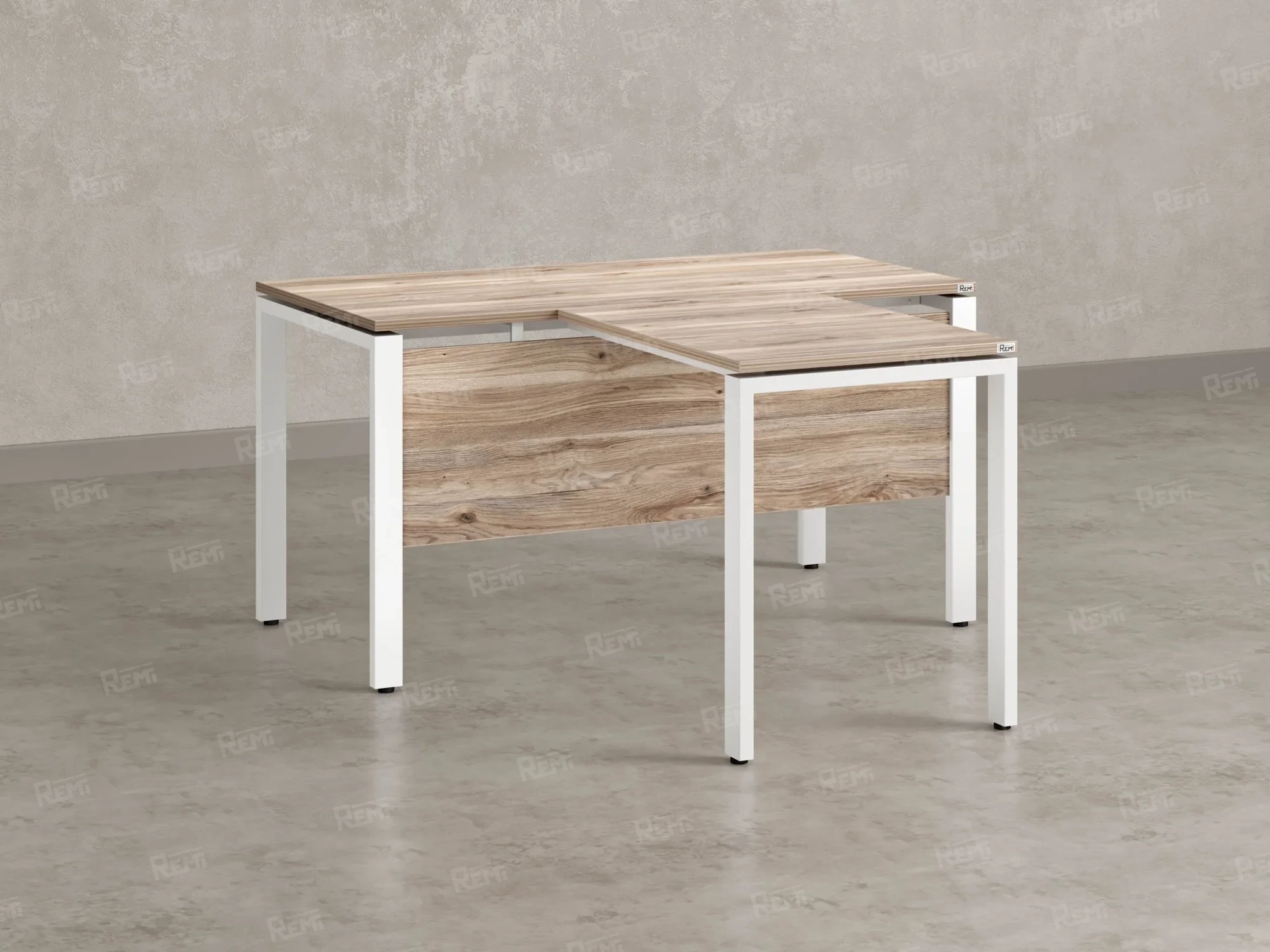 Стол с брифингом с парящей столешницей на П-образных опорах с экраном ЛДСП RM043-12x7 1200x1900x750 Дуб Маувелла/Белый