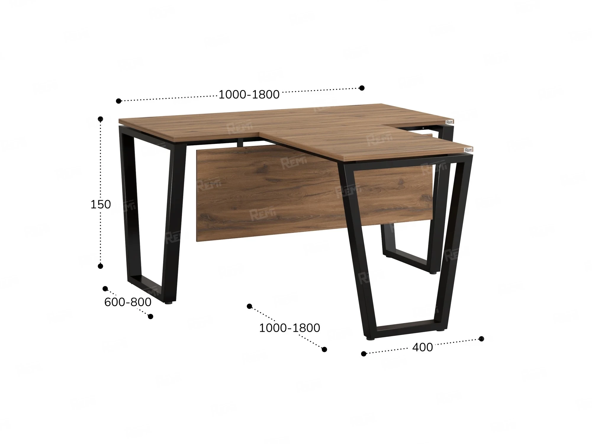 Стол с брифингом с парящей столешницей на U-образных опорах с экраном ЛДСП RM047-14x7 1400x2100x750 Дуб Юстус/Черный