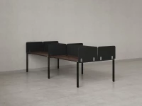 Бенч-система, 4 рабочих места, на П-образных опорах, 8 тканевых экранов 3600x1600x750 RM166-1-18x16 Дуб Апрельский шоколад/Черный