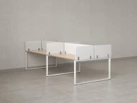 Бенч-система, 4 рабочих места, на О-образных опорах, 8 тканевых экранов 3200x1600x750 RM170-1-16x16 Вяз Швейцарский светлый/Белый