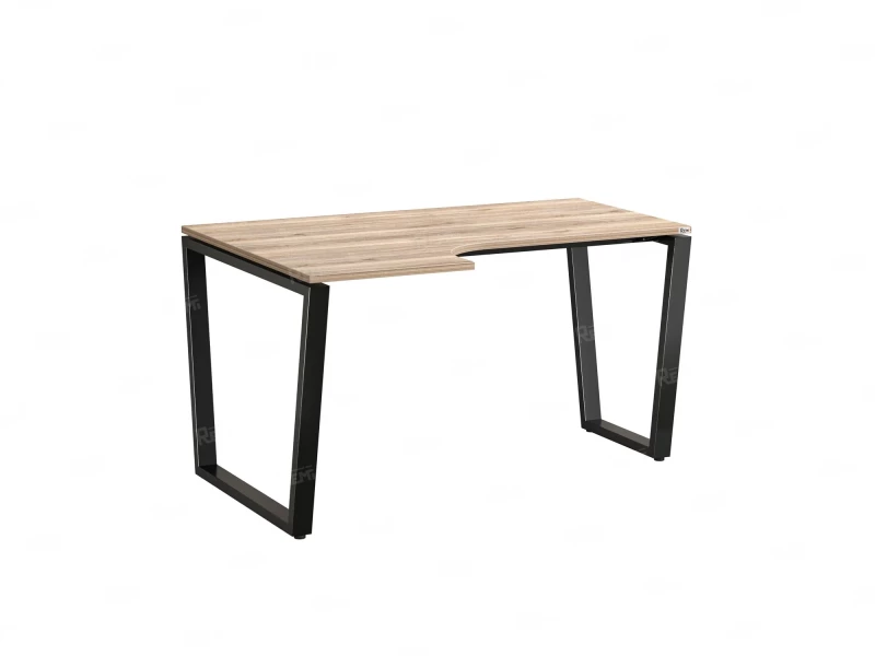 Стол угловой, U-опора, левый 1600x600/900x750, RM051-16x6-9 Дуб Маувелла/Черный