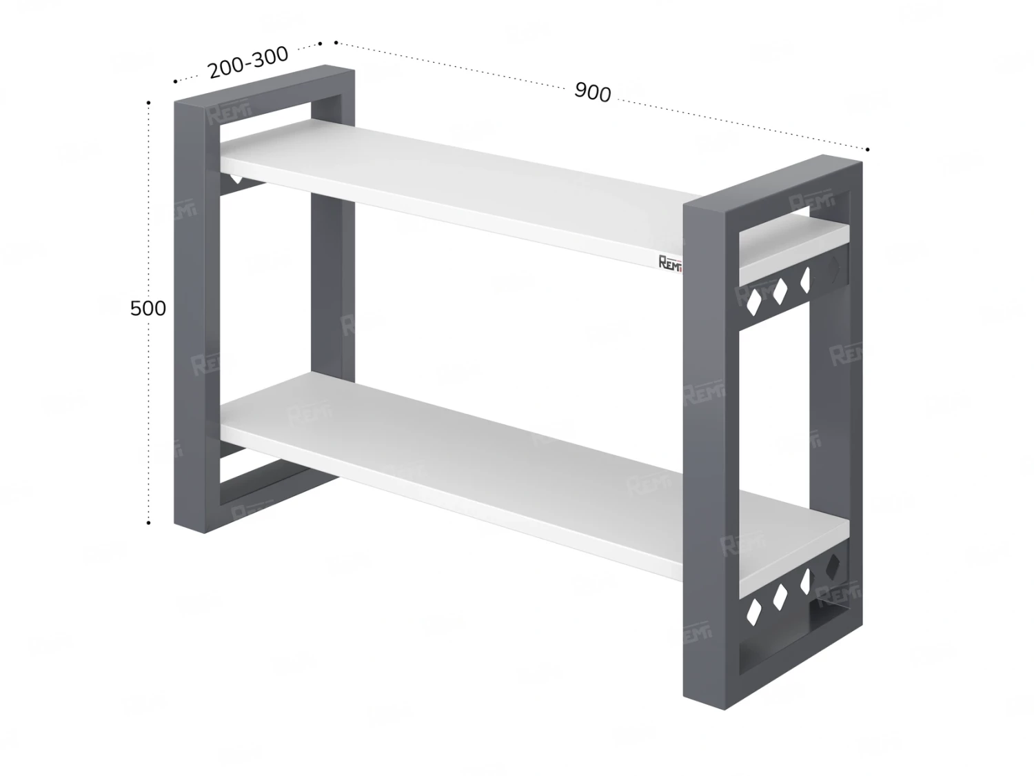 Полка настенная 900x300x500 RM194-90x30 Белый/Серый