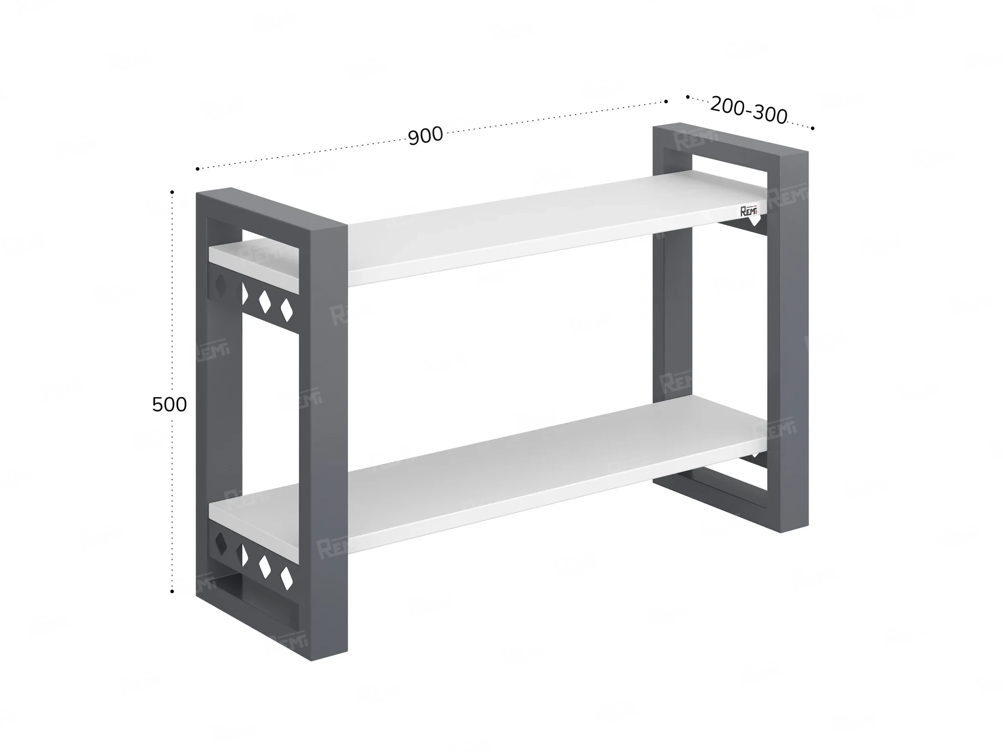 Полка настенная 900x300x500 RM194-90x30 Белый/Серый