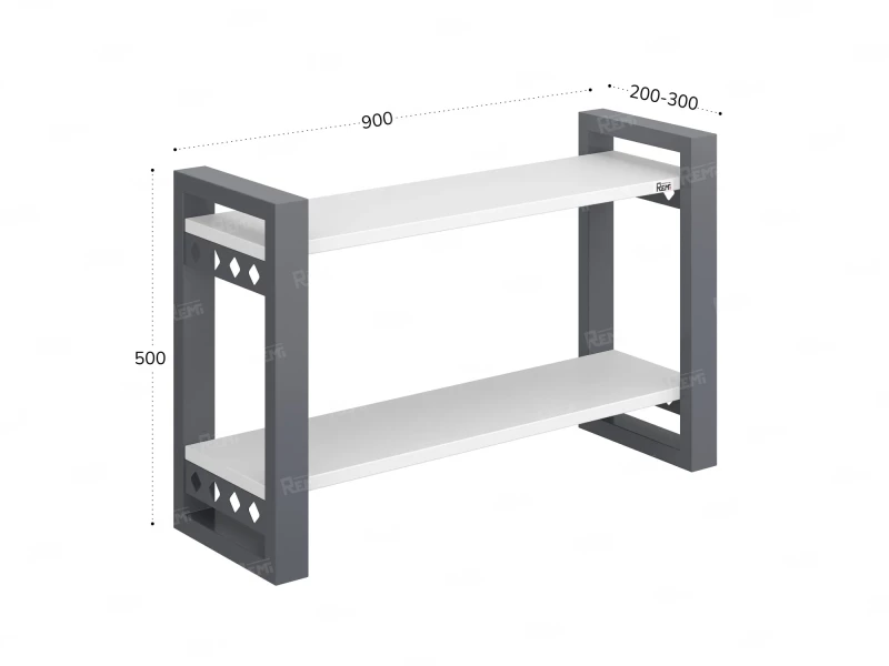 Полка настенная 900x300x500 RM194-90x30 Белый/Серый