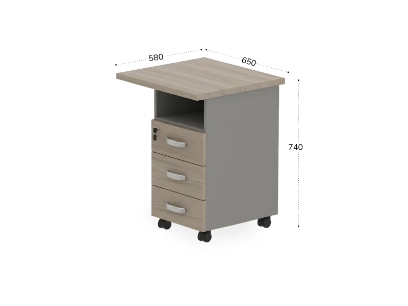 BRL RB092-45х58R Тумба приставная правая 650х580х740 Шорвуд/Серый вулканический