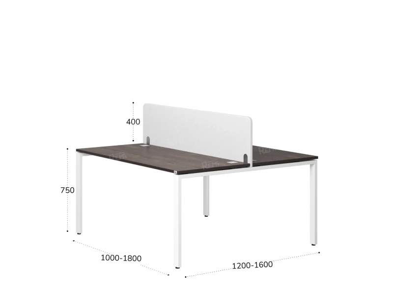 Бенч-система, 2 рабочих места, с одним тканевым экраном 1400x1400x750 RM165-1-14x14 Дуб Апрельский шоколад/Белый
