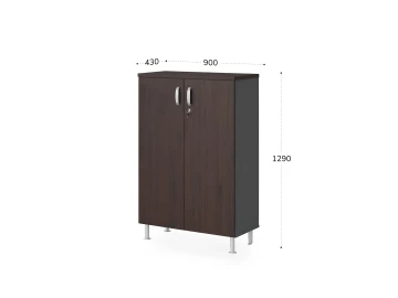 Шкаф закрытый 3 уровня 900х430х1290 Венге/Серый RB051-90х43 Серый