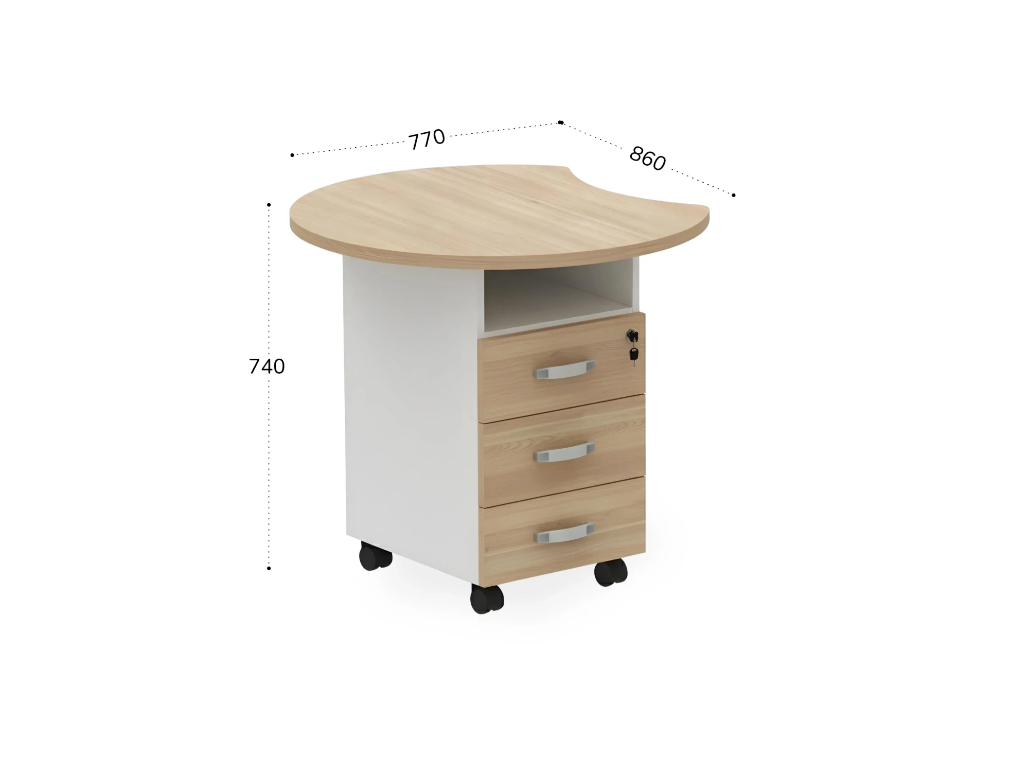 BRL RB088-77х86L Тумба приставная левая 770х860х740 Акация/Белый