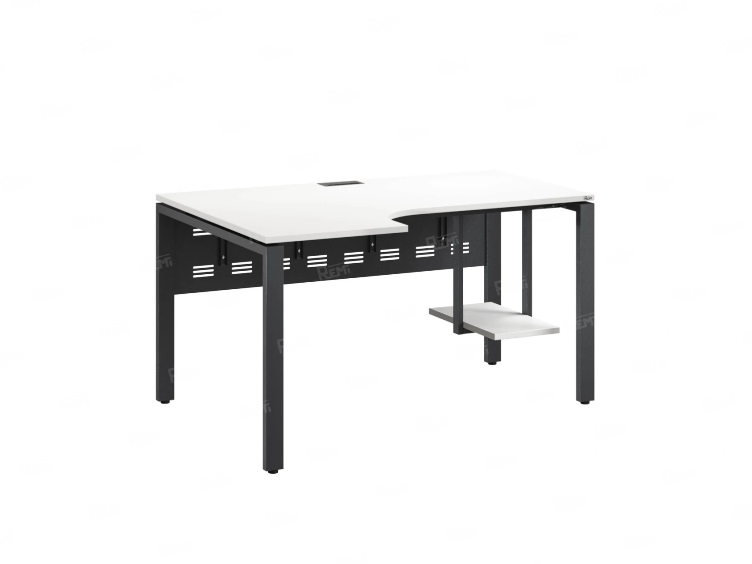 Стол угловой, экран металл, П-опора, левый 1400x800/1000x750, RM059-14x8-10 Белый/Серый