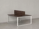 Бенч-система, 2 рабочих места, с одним экраном ЛДСП 1400x1400x750 RM169-2-14x14 Дуб Апрельский шоколад/Белый