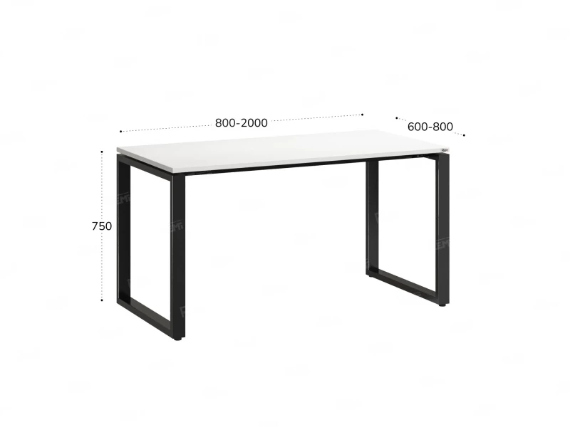 Стол прямой на O-образных опорах 800x600x750 RM002-8x6 Белый/Черный
