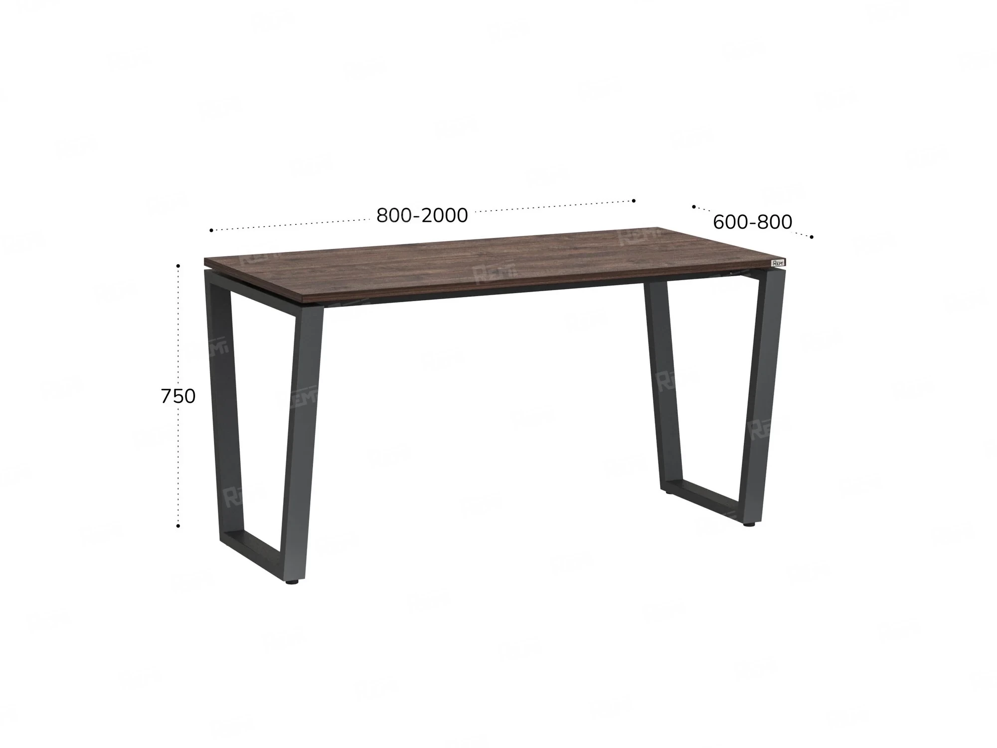 Стол прямой на U-образных опорах 1600x700x750 RM003-16x7 Дуб Апрельский шоколад/Серый