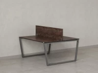 Бенч-система, 2 рабочих места, с одним экраном ЛДСП 1400x1400x750 RM172-2-14x14 Дуб Апрельский шоколад/Серый