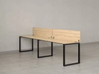 Бенч-система в 1 ряд, 2 рабочих места 2 ЛДСП экранов 3200x800x750 RM168-4-32x8 Вяз Швейцарский светлый/Черный