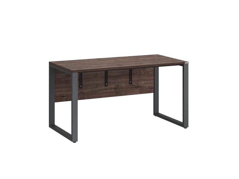 Стол прямой на О-образных опорах, экран ЛДСП 1400x800x750 RM006-14x8 Дуб Апрельский шоколад/Серый