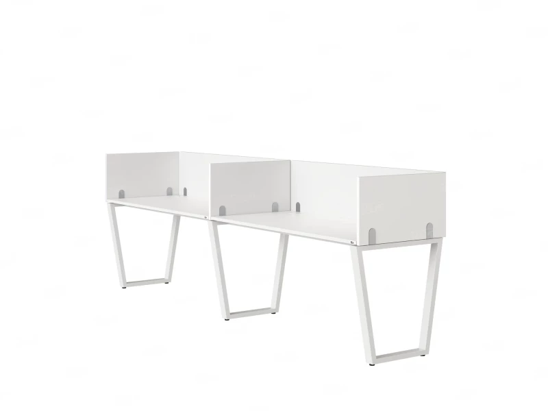 Бенч-система в 1 ряд, 2 рабочих места 5 ЛДСП экранов 2700x800x750 RM174-2-27x8 Белый/Белый