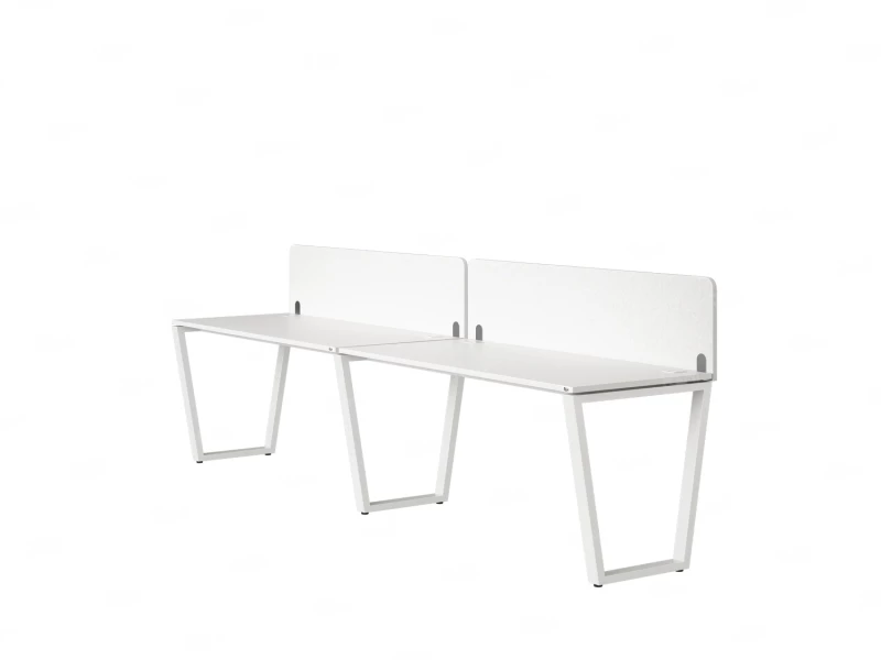 Бенч-система в 1 ряд, 2 рабочих места 2 тканевых экранов 3600x700x750 RM174-3-36x7 Белый/Белый