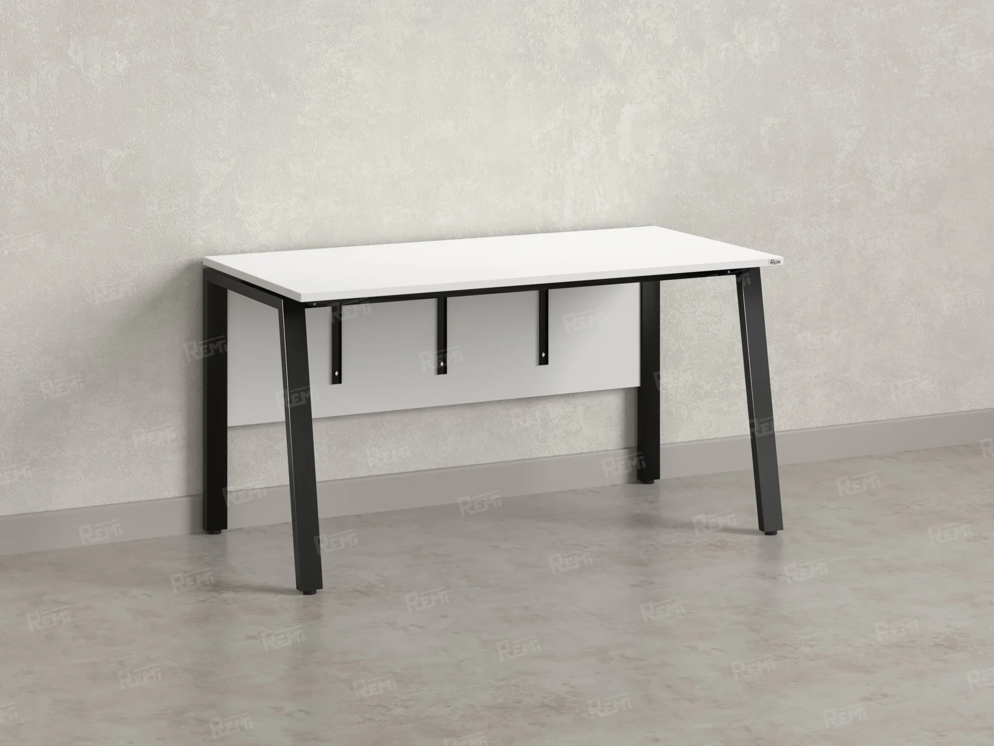 Стол прямой, Л-опора, экран ЛДСП,парящая стол-ца 1800x600x750 RM009-18x6 Белый/Черный