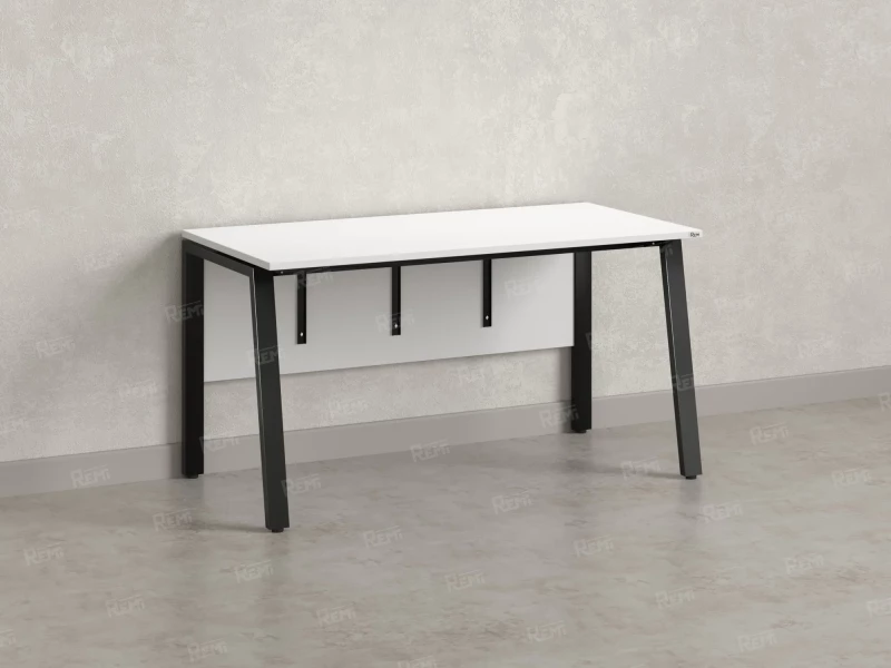 Стол прямой, Л-опора, экран ЛДСП,парящая стол-ца 1800x600x750 RM009-18x6 Белый/Черный