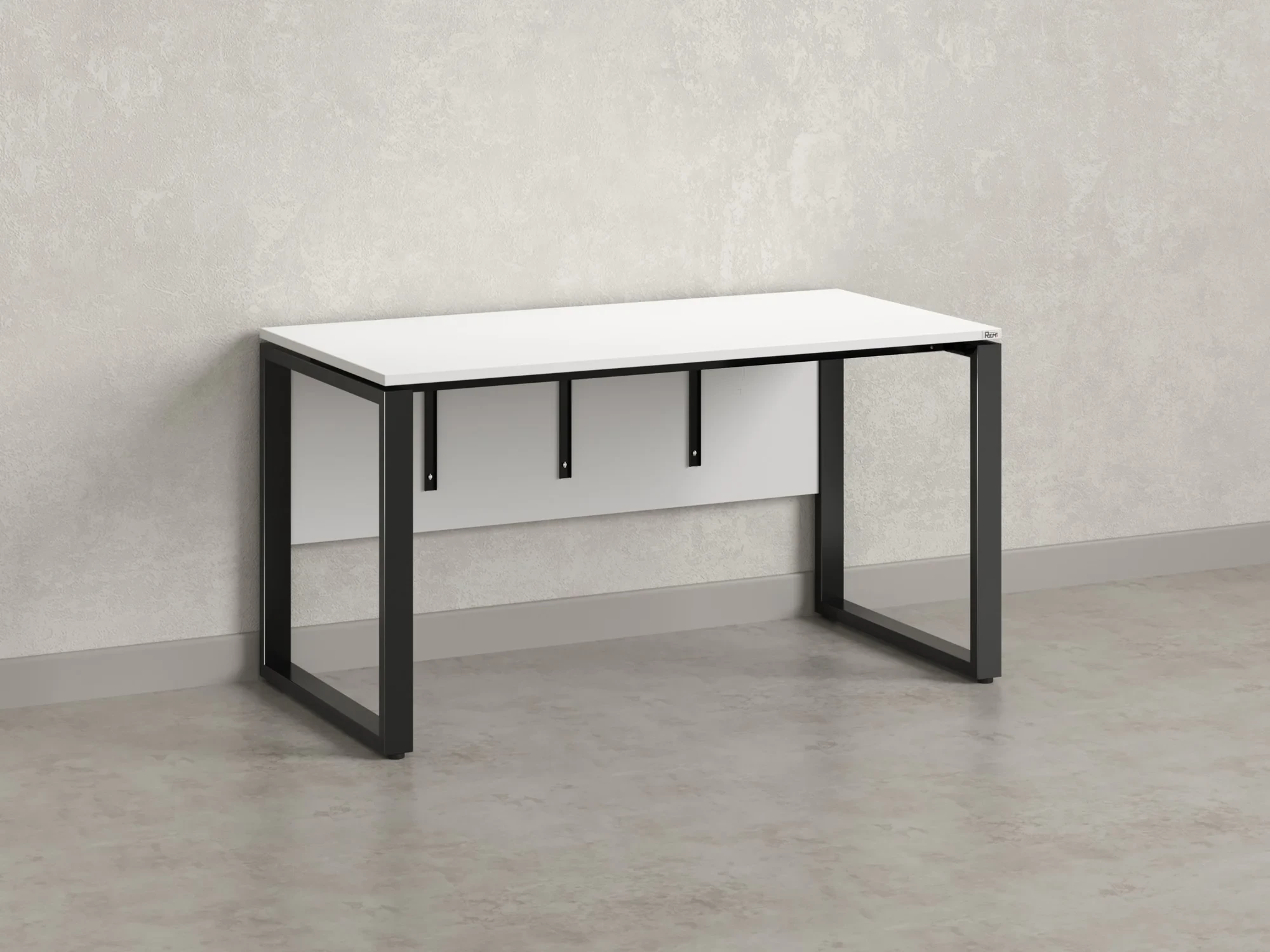 Стол прямой, О-опоры, экран ЛДСП,парящая стол-ца 1600x800x750 RM008-16x8 Белый/Черный