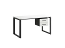 Стол прямой с подвесной тумбой 2 ящика, О-опора 2000x600x750 RM037-20x6 Белый/Черный