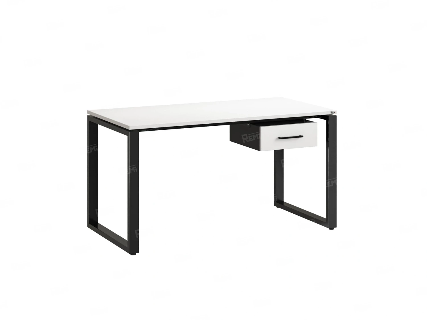 Стол прямой с подвесной тумбой, О-опора 2000x800x750 RM036-20x8 Белый/Черный