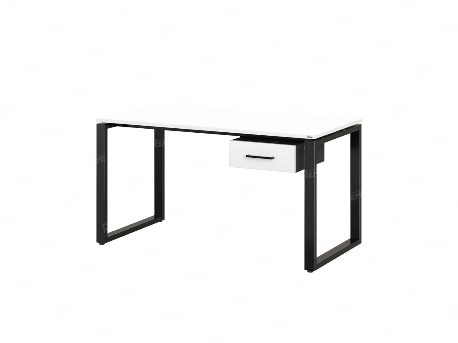 Стол прямой с подвесной тумбой, О-опора 2000x800x750 RM036-20x8 Белый/Черный