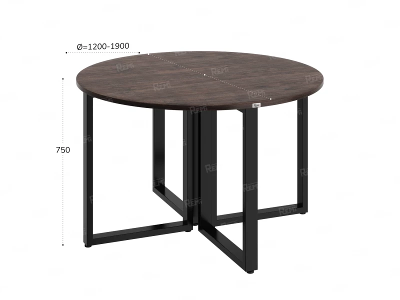 Круглый стол на О-образных опорах 1400x1400x750 RM187-14x14 Дуб Апрельский шоколад/Черный