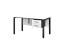 Стол прямой, подвесная тумба, ЛДСП экран, П-опора 1600x600x750 RM031-16x6 Белый/Черный