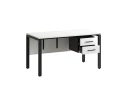 Стол прямой, подвесная тумба, ЛДСП экран, П-опора 1600x600x750 RM031-16x6 Белый/Черный