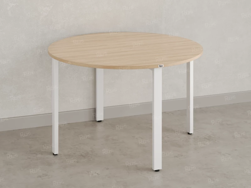 Круглый стол на П-образных опорах 1300x1300x750 RM186-13x13 Вяз Швейцарский светлый/Белый